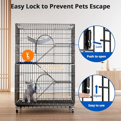 PawGiant 4-Tier Large Cat Cage Playpen, 51-inch Indoor/Outdoor Enclosure - Image 2