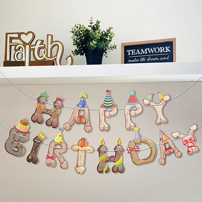 Funny Penis Happy Birthday Banner Garland — Pre-Strung Naughty Adult Birthday - Image 4