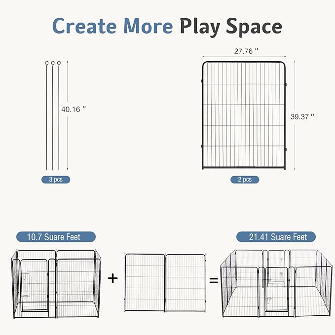 DUMOS Dog Playpen Indoor, Metal 40 Inch 2 Panels Foldable Pet Fence - Image 5