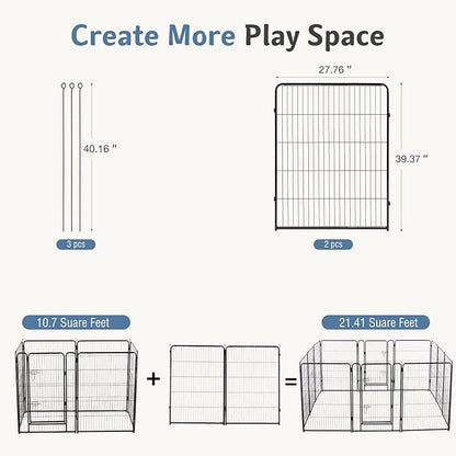 DUMOS Dog Playpen Indoor, Metal 40 Inch 2 Panels Foldable Pet Fence - Image 5