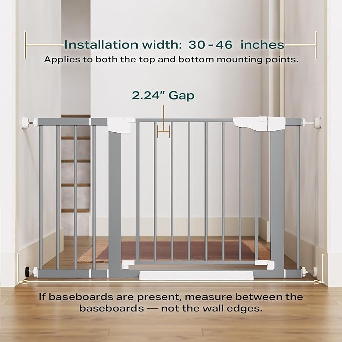 Cumbor 30-46" Baby Gate for Stairs, Gifts for Mom-Auto Close Dog Gate for The - Image 2