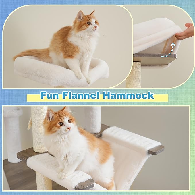 Hey-brother Wooden Cat Tree, 69.7 inch Cats Furniture Tower - Image 5