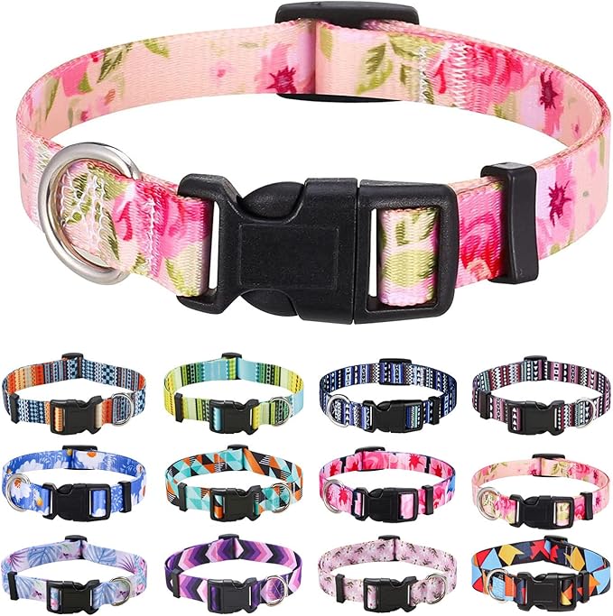 Mihqy Dog Collar with Bohemia Floral Tribal Geometric Patterns by Mihqy