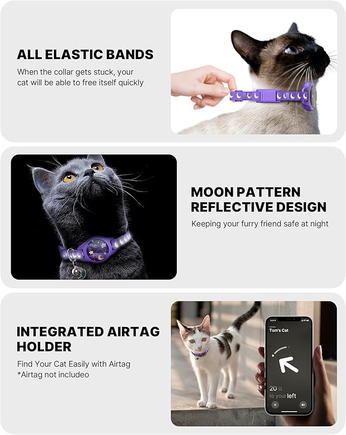 Cat Collar with Airtag Holder, Breakaway Airtag Cat Collar - Image 2