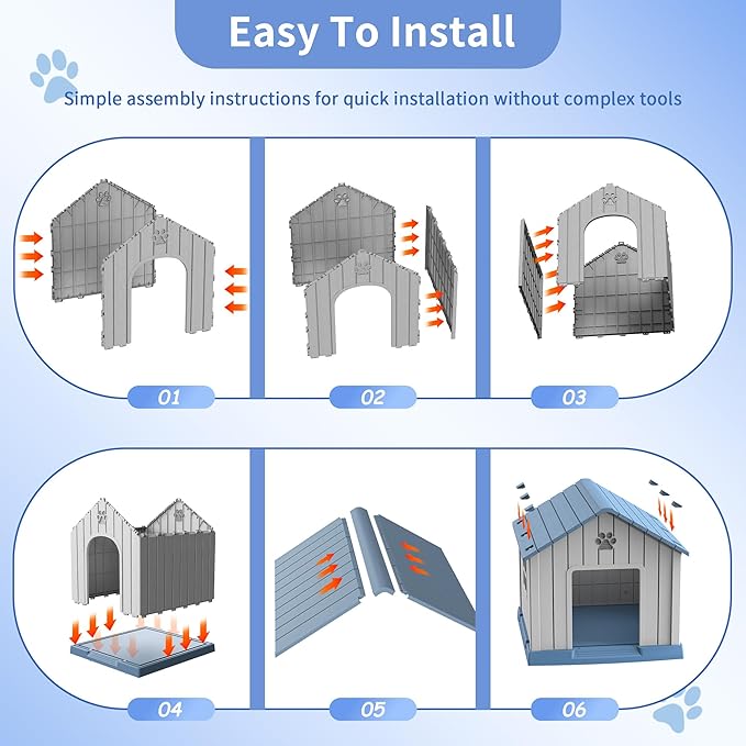 DRATO Outdoor Dog House Waterproof Roof, Large Capacity Pet House - Image 5