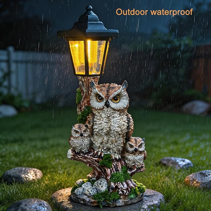 Solar Garden Owl Statue Lights, Large Owl Figure - Image 6