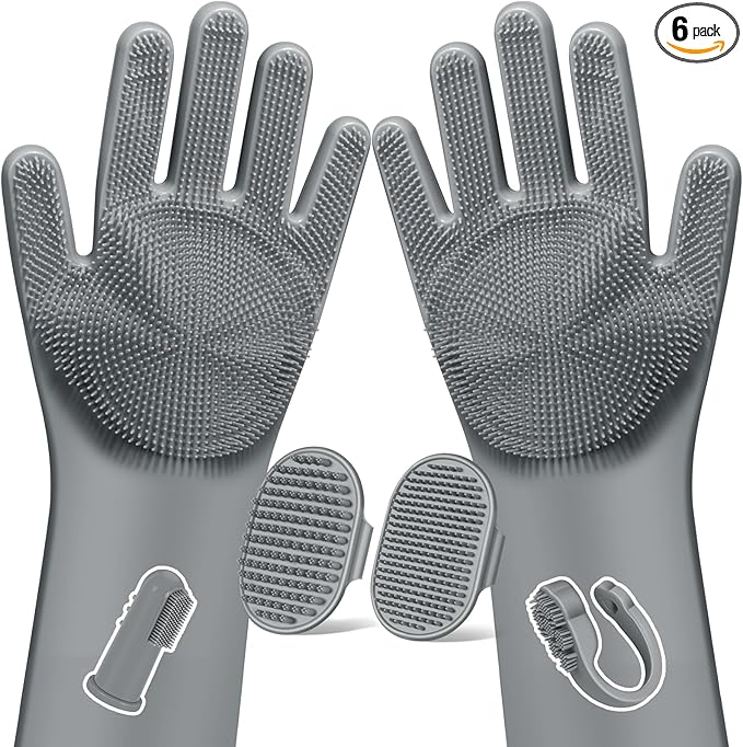 Augwind 6PCS Pet Grooming Kit for Dogs, Cats and Horses | Dog Washing Gloves | by Augwind