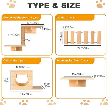 PETKABOO Cat Wall Shelves and Perches, Pine Wooden Cat Wall Furniture Climbing - Image 5