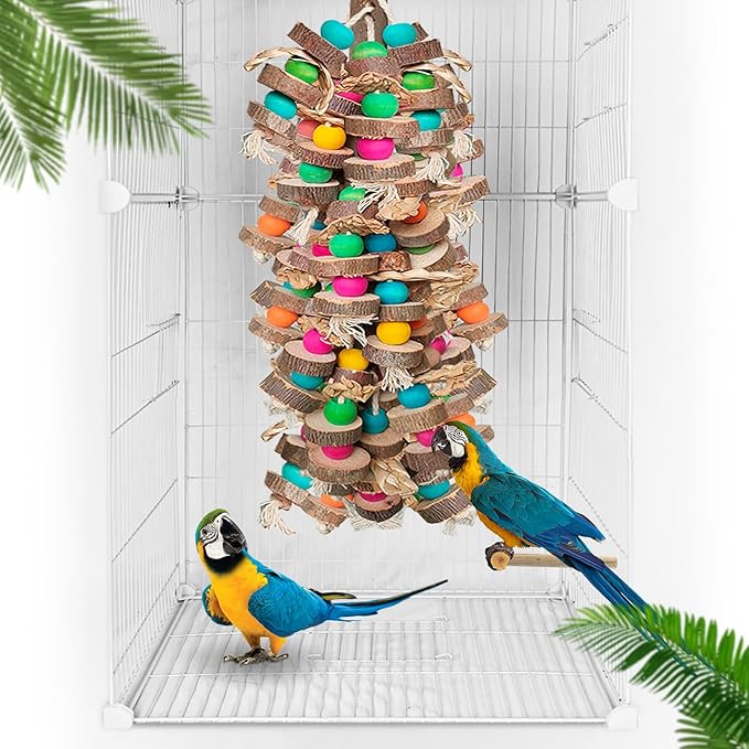 Extra Large Bird Parrot Toys- 19.7 inch Multicolored Natural Wooden Block by WQYGroseryshop