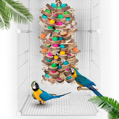 Extra Large Bird Parrot Toys- 19.7 inch Multicolored Natural Wooden Block by WQYGroseryshop