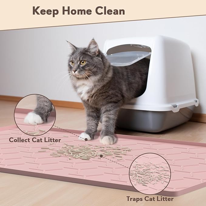 Garoopion Silicone Cat Litter Trapping Mat, Large Waterproof 34" X 22" Cat - Image 2