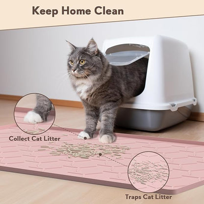 Garoopion Silicone Cat Litter Trapping Mat, Large Waterproof 34" X 22" Cat - Image 2
