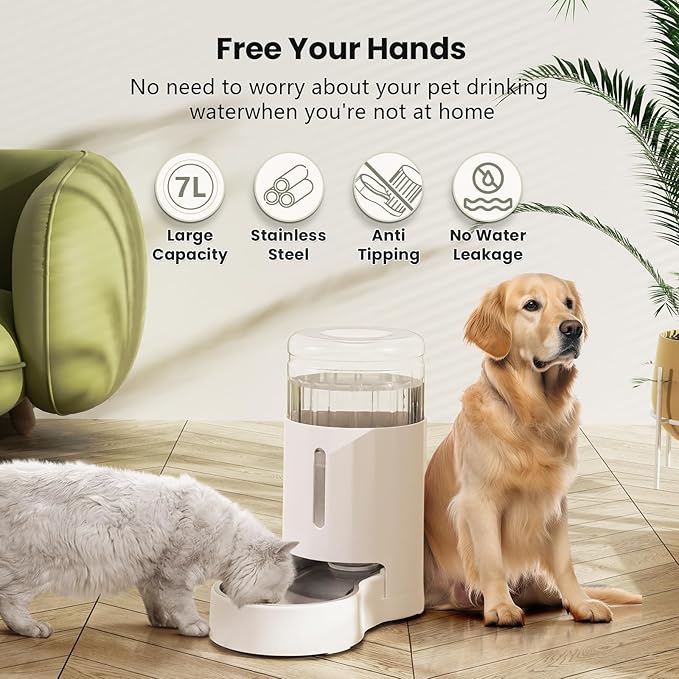 CZPET Dog Water Bowl Dispenser 7L, Wider Mouth & Upgraded Brush - Image 8