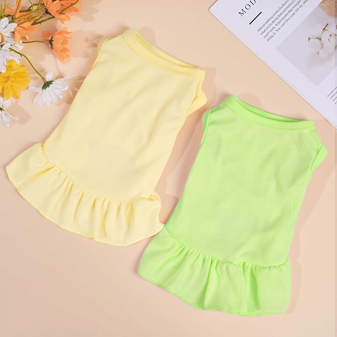 2 Pcs Dog Dresses Cat Skirt Solid Color Dog Clothes Summer Sleeveless Puppy - Image 4