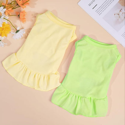 2 Pcs Dog Dresses Cat Skirt Solid Color Dog Clothes Summer Sleeveless Puppy - Image 4