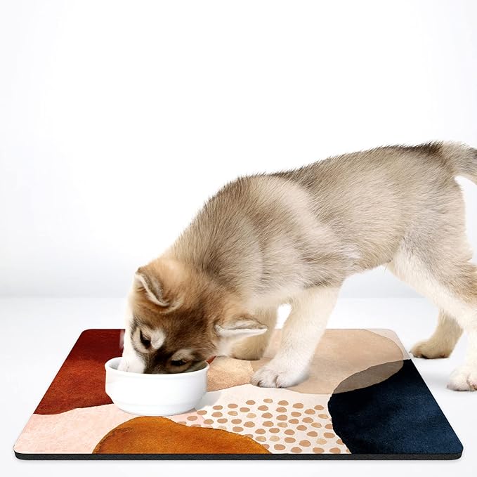 Rnivvi Dog Food Mat, Cute Anti-Slip Rubber Pet Feeding Rug Protect Floors - Image 7