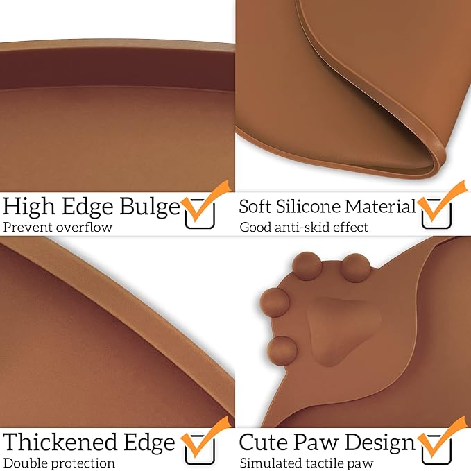KPWACD Pet Placemat for Dog and Cat, Waterproof Silicone Dogs Feeding Bowl Mat - Image 4