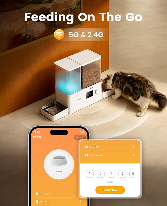 oneisall WiFi Automatic Cat Feeder and Water Dispenser, 2-in-1 Timed Cat Feeder - Image 2