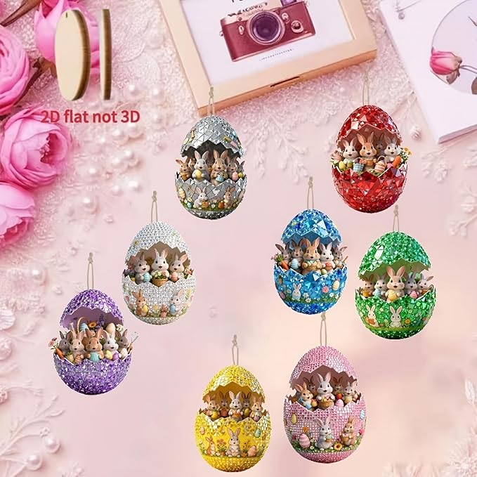 16 Pcs Easter Glitter Hanging Eggs Ornaments - Image 4