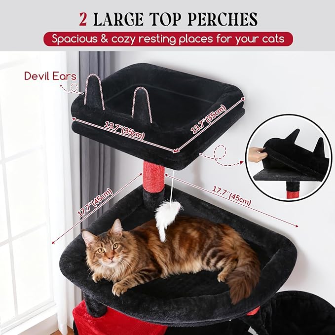 Globlazer Extra Large Gothic Cat Tree Tower, 82in Tall Goth Heavy Duty Cat Tree - Image 2