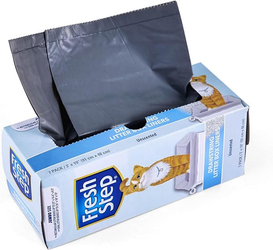 Fresh Step Jumbo Drawstring Cat Litter Box Liners Unscented Heavy Duty Kitty by FreshStep