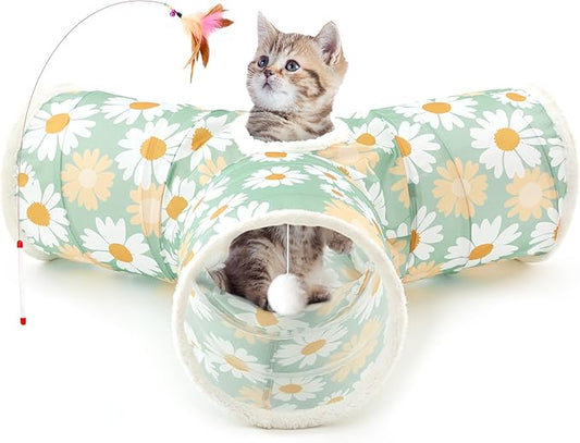 Tempcore Pet Cat Tunnel Tube Cat Toys 3 Way Collapsible, Cat Tunnels by Tempcore