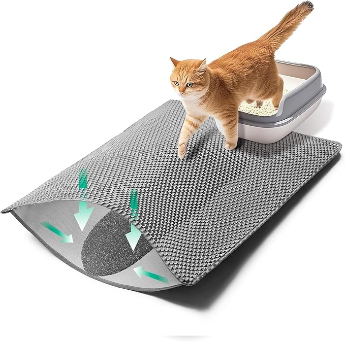 GRELY Cat Litter Mat, 25x16 Inches Litter Box Mat, 2 Layer Litter Trapping Mat - Image 3