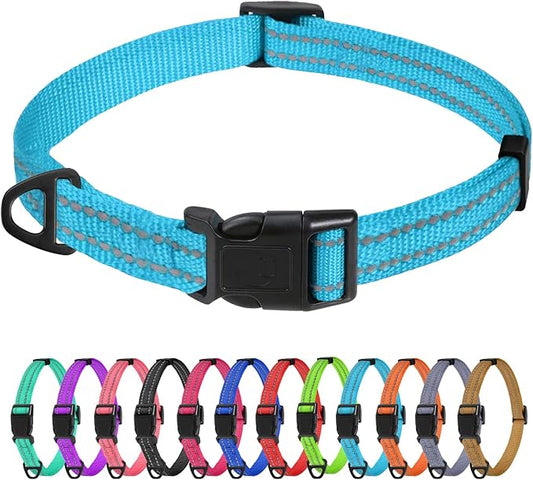 TagME Reflective Nylon Dog Collars, Adjustable Classic Pet Collar by TagME