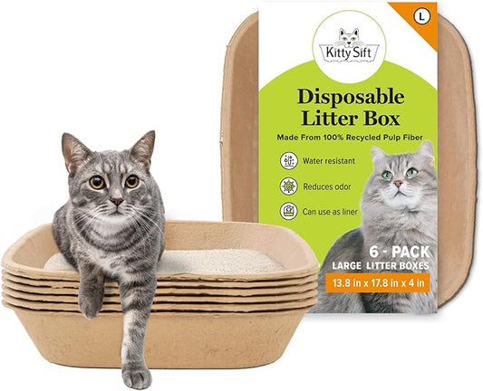 Kitty Sift Disposable Cat Litter Box Large, Durable Portable by KittySift