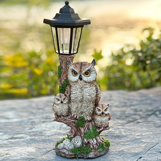 Solar Garden Owl Statue Lights, Large Owl Figure - Image 3