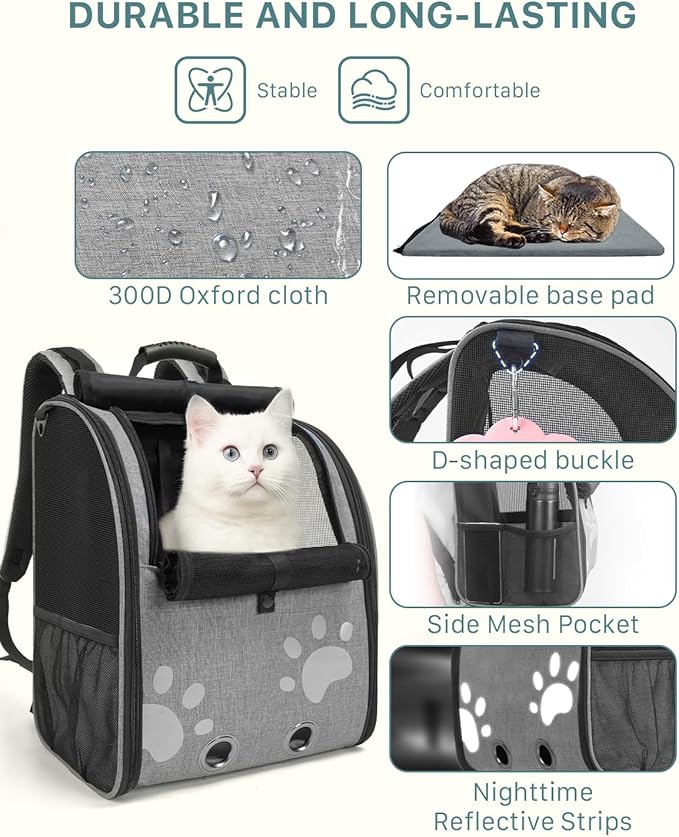 Cat Backpack Carrier with Comfort Handle, Ventilated Cat Backpack with - Image 8