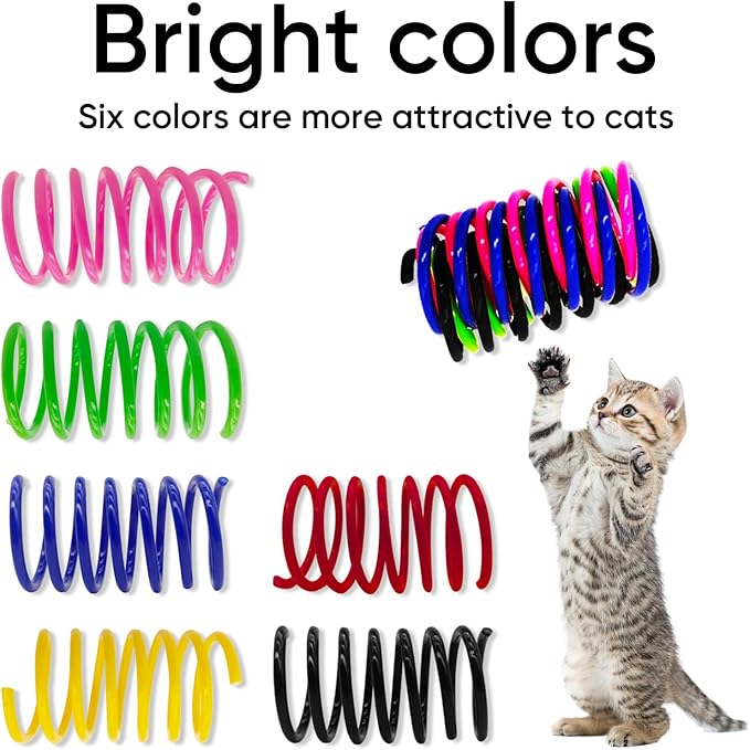 6Colors Plastic Spring Cat Toys, 90 Pack Spiral Springs - Image 3