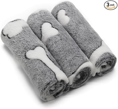 1 Pack 3 Puppy Blankets Super Soft Warm Sleep Mat Grey Cute Print Blanket by SORKUT