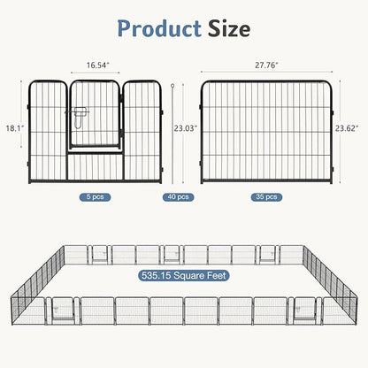 DUMOS Dog Playpen Indoor, Metal 24 Inch 40 Panels Foldable Pet Fence - Image 5