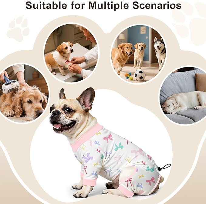 Bienbee Dog Pajamas, 4 Pack Dog Recovery Suit Shedding Suit Cute Soft Puppy - Image 7