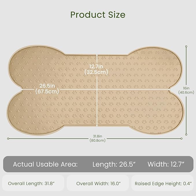 PWTAA Dog Food Mat Anti-Slip Silicone Dog Bowl Mat Thicker Pet Placemat - Image 2