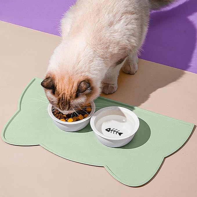Cat Food Mat, Silicone Non Slip Dog Bowl Mat Waterproof Cat Feeding Mat Stop - Image 2