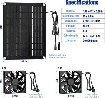 MARBERO 4.7 Inch Solar Powered Fan Kit, 15W Solar Panel - Image 8