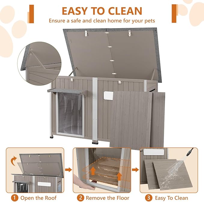 Ketive 55"L Dog House Outdoor Large Breed Extra XL Wooden Dog House - Image 5