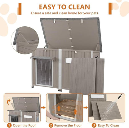 Ketive 55"L Dog House Outdoor Large Breed Extra XL Wooden Dog House - Image 5