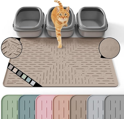 OHMO Cat Litter Mat XXL Trapping Mat Premium Silicone Rubber 37.5x25.2 by OHMO