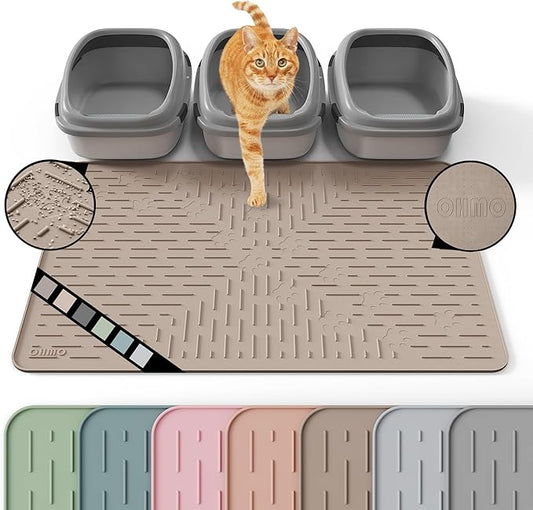 OHMO Cat Litter Mat XXL Trapping Mat Premium Silicone Rubber 37.5x25.2 by OHMO