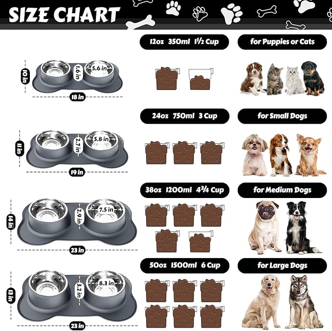 AsFrost Dog Food Bowls Stainless Steel Dog Food & Water Bowl Set - Image 3