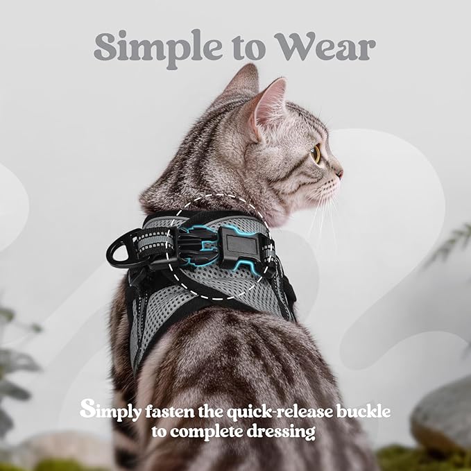 rabbitgoo Cat Harness and Leash, Step-in Escape Proof Kitten Harness Set - Image 4
