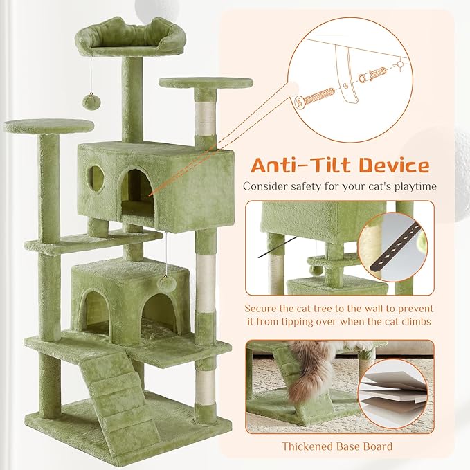 DUMOS 54 Inch Cat Tree Tower, Indoor Multi-Level Pet House - Image 5
