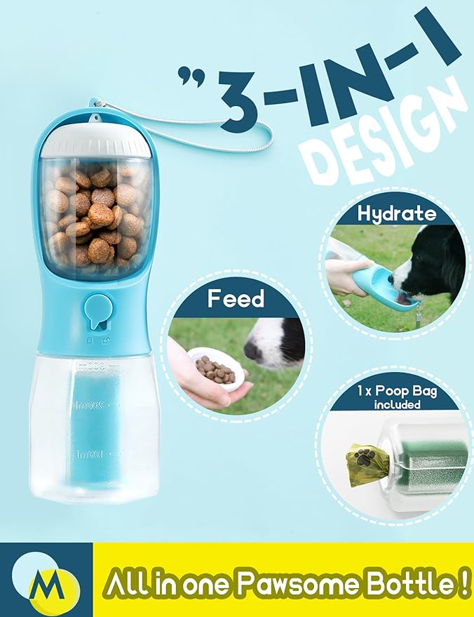 Portable Water Bottle for Small Dogs, 3 in 1 Animal Pet Travel Bowl Dispenser - Image 2