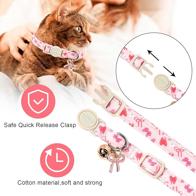 2 Pack Pink Floral Cat Collars Breakaway - Image 3