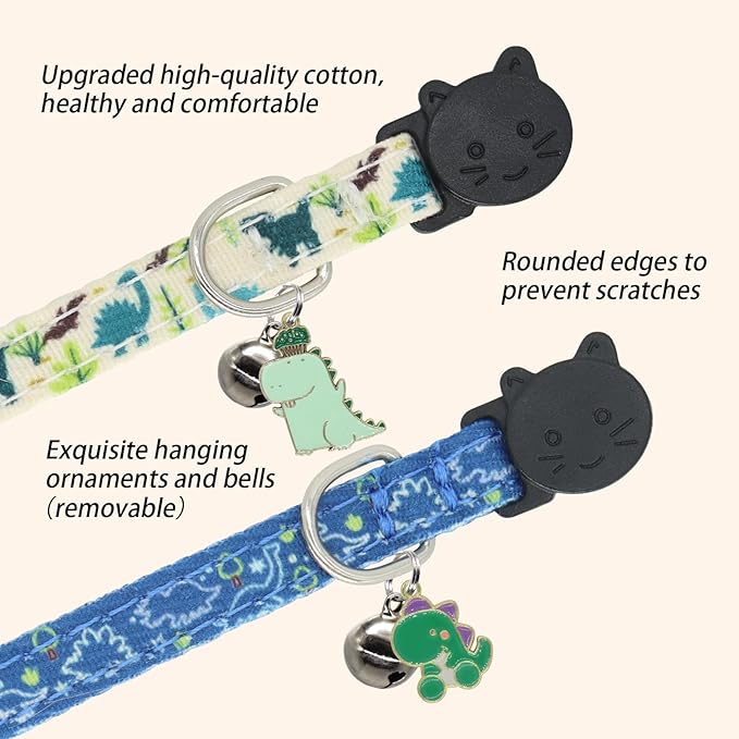 Cat Collar Breakaway, 2 Pack Cotton Kitten Collars - Image 4