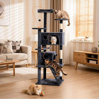 DUMOS 62-inch Indoor Cat Tree Tower –Multi-Level Pet House - Image 6