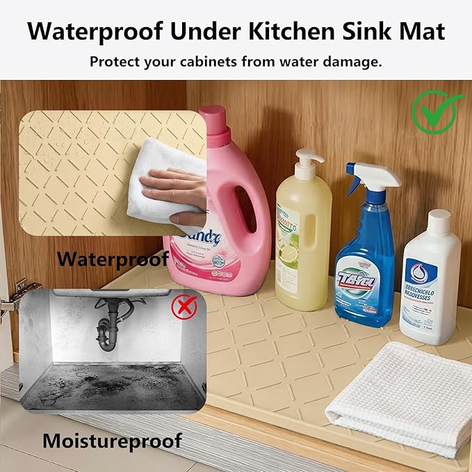 Mateeylife Under Sink Mats for Kitchen Waterproof 31"X22", Undersink - Image 4